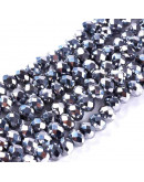 Rondelle faceteado. 4,5x3 milímetros. Electroplateado plata. 1 mm perforación. 120 uds hilo (aprox).