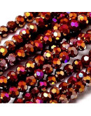 Rondelle faceteado. 4x3 milímetros. Electroplateado púrpura. 1 mm perforación. 100 uds hilo (aprox).