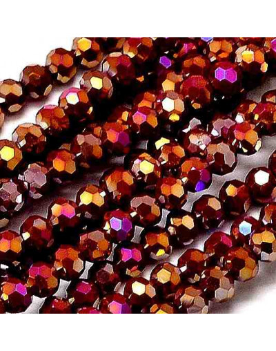 Rondelle faceteado. 4x3 milímetros. Electroplateado púrpura. 1 mm perforación. 100 uds hilo (aprox).