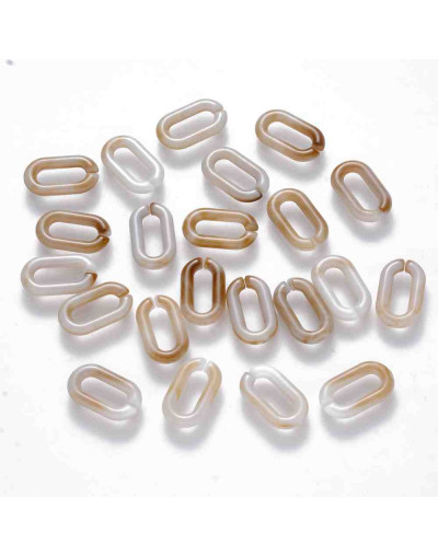 Eslabones de cadena. Ovalado (1). Color madera. 14x8,5x2,5 mm. 50 unidades (Aprox.)