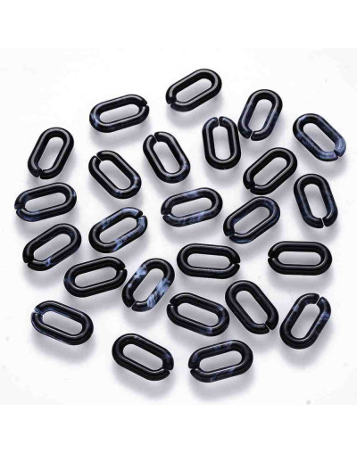 Eslabones de cadena. Ovalado (1). Color agata negra. 14x8,5x2,5 mm. 50 unidades (Aprox.)