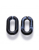 Eslabones de cadena. Ovalado (1). Color agata negra. 14x8,5x2,5 mm. 50 unidades (Aprox.)