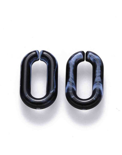 Eslabones de cadena. Ovalado (1). Color agata negra. 14x8,5x2,5 mm. 50 unidades (Aprox.)