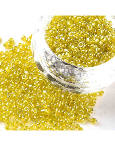 Chaquira. Cristal lustrado. YELLOW. 2 mm. 1 mm perforación. 40 gramos (2600 uds aprox)