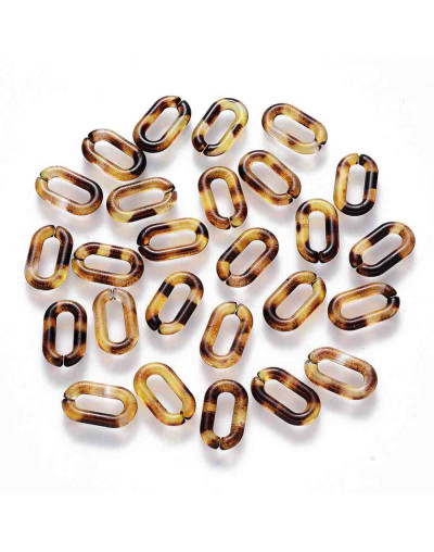 Eslabones de cadena. Ovalado (1). Color leopardo. 14x8,5x2,5 mm. 50 unidades (Aprox.)