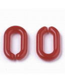 Eslabones de cadena. Ovalado (2). Color rojo. 15x9x3 mm. 50 unidades (aprox.)