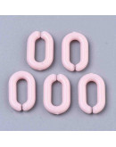 Eslabones de cadena. Ovalado (2). Color rosado perla. 15x9x3 mm. 50 unidades (aprox.)