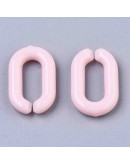 Eslabones de cadena. Ovalado (2). Color rosado perla. 15x9x3 mm. 50 unidades (aprox.)