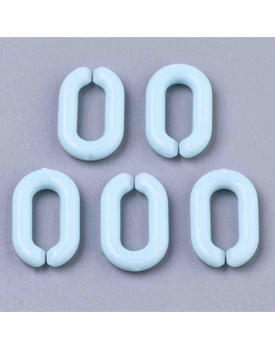 Eslabones de cadena. Ovalado (2). Color celeste. 15x9x3 mm. 50 unidades (aprox.)