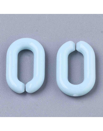 Eslabones de cadena. Ovalado (2). Color celeste. 15x9x3 mm. 50 unidades (aprox.)