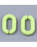 Eslabones de cadena. Ovalado (2). Color verde lima. 15x9x3 mm. 50 unidades (aprox.)