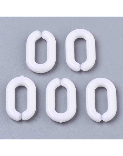 Eslabones de cadena. Ovalado (2). Color blanco. 15x9x3 mm. 50 unidades (aprox.)