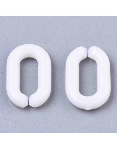 Eslabones de cadena. Ovalado (2). Color blanco. 15x9x3 mm. 50 unidades (aprox.)