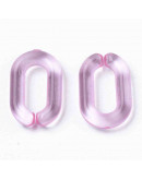 Eslabones de cadena. Ovalado (2). Color rosado cristal. 15x9x3 mm. 50 unidades (aprox.)