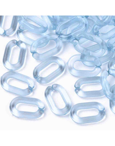 Eslabones de cadena. Ovalado (2). Color celeste cristal. 15x9x3 mm. 50 unidades (aprox.)