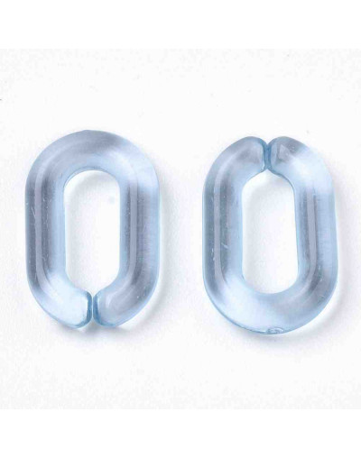 Eslabones de cadena. Ovalado (2). Color celeste cristal. 15x9x3 mm. 50 unidades (aprox.)