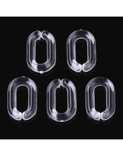 Eslabones de cadena. Ovalado (2). Color cristal. 15x9x3 mm. 50 unidades (aprox.)