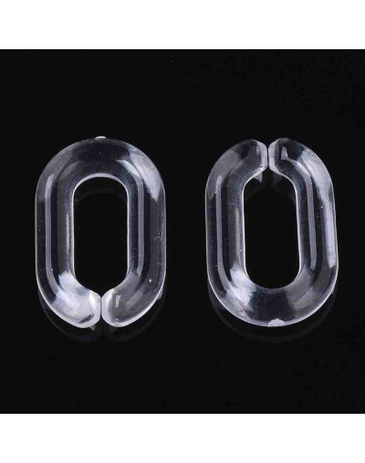 Eslabones de cadena. Ovalado (2). Color cristal. 15x9x3 mm. 50 unidades (aprox.)