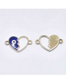 Corazón + ojo turco. Aleación de cobre y esmalte. 14x22x1,5 mm. 1,80 mm perforación. 2 unidades