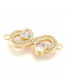 Infinito+corazón. Aleación+zirconio. Real Plated 18kgold. 23,5x9x2,5 mm. 1 unidad Infinito+corazón. Aleación+zirconio. Real Plated 18kgold. 23,5x9x2,5 mm. 1 unidad