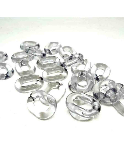 Eslabones de cadena. Ovalado (4). Color gris cristal. 19x14x3,5 milímetros. 20 unidades