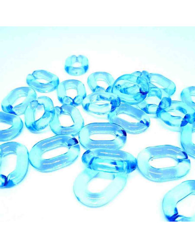 Eslabones de cadena. Ovalado (4). Color azul cristal. 19x14x3,5 milímetros. 20 unidades