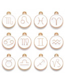 Set Zodiaco.Aleación de cobre y esmalte. Color blanco. 15x12x2. 1,50 mm perforación. Set 12 pcs Set Zodiaco.Aleación de cobre y esmalte. Color blanco. 15x12x2. 1,50 mm perforación. Set 12 pcs