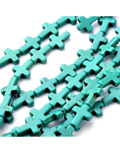 Howlite. Cruces. Azul. 16x12x3,5 mm. 1 mm perforación. 23 unidades hilo (aproximado)