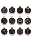 Set Zodiaco.Aleación de cobre y esmalte. Color negro. 15x12x2. 1,50 mm perforación. Set 12 pcs Set Zodiaco.Aleación de cobre y esmalte. Color negro. 15x12x2. 1,50 mm perforación. Set 12 pcs