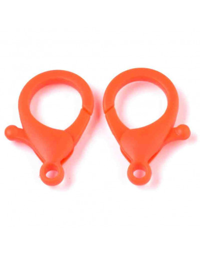 Cierre lobster. Acrílico. Color naranja. 35x24,5x6 mm. 3 mm agujero. 10 unidades