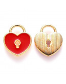 Corazones. Aleación de cobre y esmalte. Color Rojo 13x11x2 milímetros 4 mm perforación 4 unidades Corazones. Aleación de cobre y esmalte. Color Rojo 13x11x2 milímetros 4 mm perforación 4 unidades
