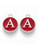 Set abecedario. Aleación de cobre y esmalte. Color rojo oscuro. 14x12x2 mm. 1.5 mm perforación Set abecedario. Aleación de cobre y esmalte. Color rojo oscuro. 14x12x2 mm. 1.5 mm perforación
