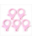 Cierre lobster. Acrílico. Color rosado. 35x24,5x6 mm. 3 mm agujero. 10 unidades