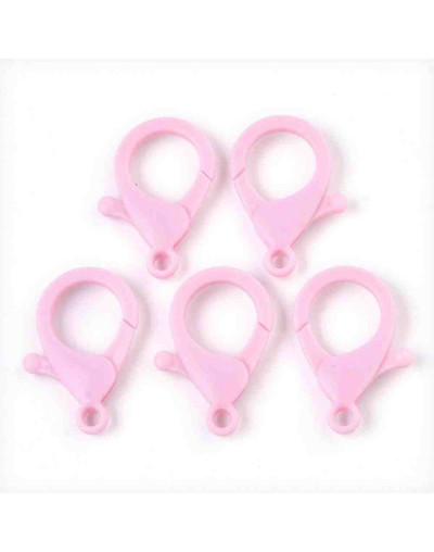 Cierre lobster. Acrílico. Color rosado. 35x24,5x6 mm. 3 mm agujero. 10 unidades