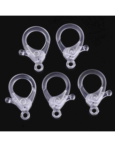 Cierre lobster. Acrílico. Color cristal. 35x24,5x6 mm. 3 mm agujero. 10 unidades