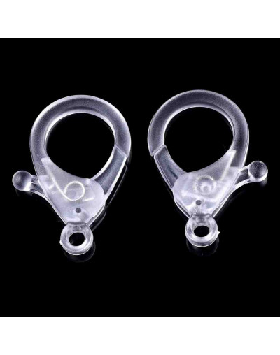 Cierre lobster. Acrílico. Color cristal. 35x24,5x6 mm. 3 mm agujero. 10 unidades