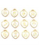Set Zodiaco Corazón. Cobre y esmalte Color blanco 15x12x2 mm 1,50 mm perforación. Set 12 pcs Set Zodiaco Corazón. Cobre y esmalte Color blanco 15x12x2 mm 1,50 mm perforación. Set 12 pcs