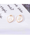 Set Zodiaco Corazón. Cobre y esmalte Color blanco 15x12x2 mm 1,50 mm perforación. Set 12 pcs Set Zodiaco Corazón. Cobre y esmalte Color blanco 15x12x2 mm 1,50 mm perforación. Set 12 pcs