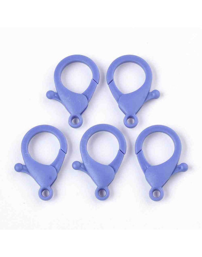 Cierre lobster. Acrílico. Color azul suave. 35x24,5x6 mm. 3 mm agujero. 10 unidades