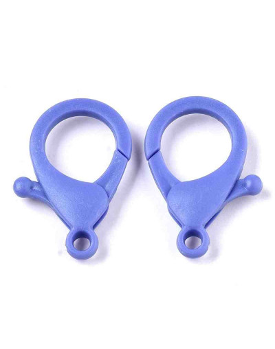 Cierre lobster. Acrílico. Color azul suave. 35x24,5x6 mm. 3 mm agujero. 10 unidades