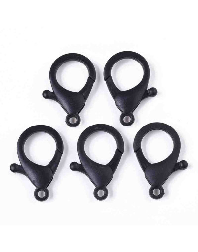 Cierre lobster. Acrílico. Color negro. 35x24,5x6 mm. 3 mm agujero. 10 unidades