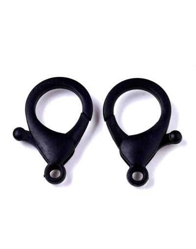 Cierre lobster. Acrílico. Color negro. 35x24,5x6 mm. 3 mm agujero. 10 unidades