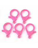 Cierre lobster. Acrílico. Color rosado fuerte. 35x24,5x6 mm. 3 mm agujero. 10 unidades