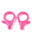 Cierre lobster. Acrílico. Color rosado fuerte. 35x24,5x6 mm. 3 mm agujero. 10 unidades