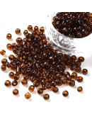 Cristal brillante. BROWN. 4 milímetros. 1,50 mm perforación. 40 gramos. 390 uds. aprox.