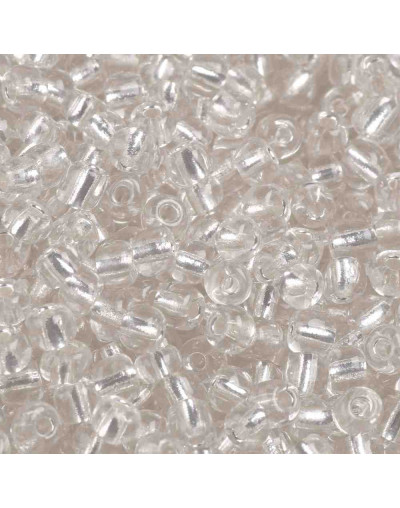 Cristal Línea Plateada. CLEAR. 4 milímetros. 1,50 mm perforación. 40 gramos. 390 uds. aprox.