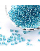 Cristal Línea Plateada. PALE TURQUOISE. 4 milímetros. 1,50 mm perforación. 40 grs. 390 uds. aprox.