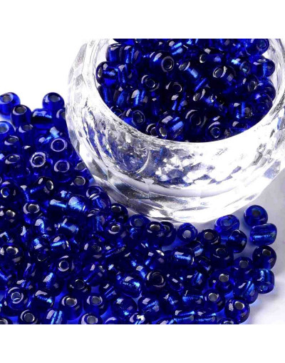 Cristal Línea Plateada. BLUE. 4 mm diámetro. 1.5 mm perforación. 40 gramos. 390 uds aprox