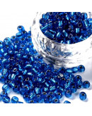 Cristal Línea Plateada. SKY BLUE. 4 mm diámetro. 1.5 mm perforación. 40 gramos. 390 uds aprox