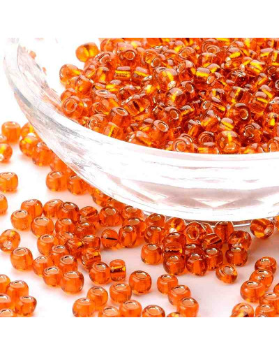 Cristal Línea Plateada. DARK ORANGE. 4 mm diámetro. 1.5 mm perforación. 40 gramos. 390 uds aprox
